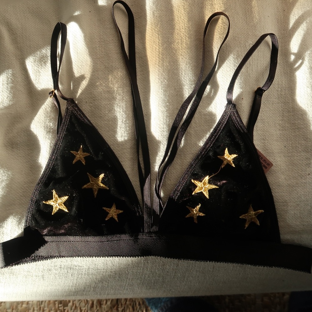 EASTNWESTLABEL Velvet Bra top with gold stars